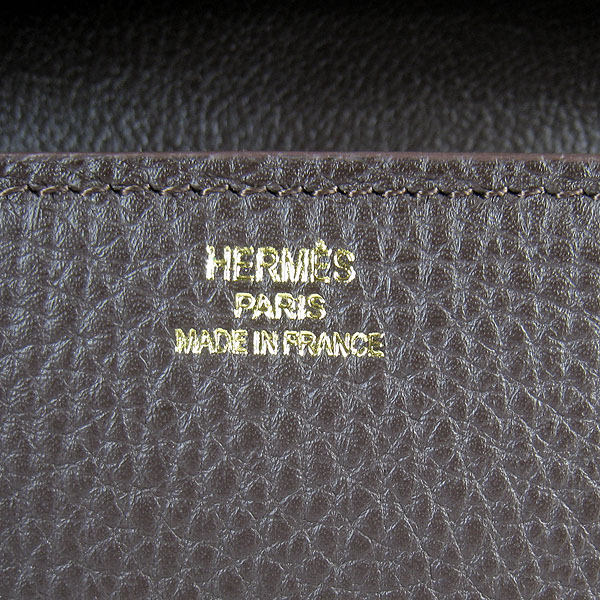 7A Hermes Oxhide Leather Message Bag Dark Coffee H017 - Click Image to Close